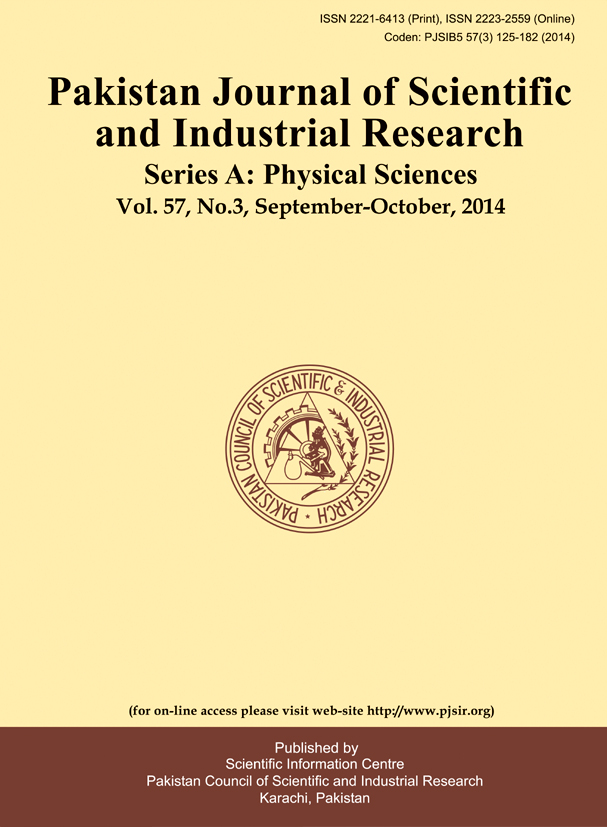 					View Vol. 57 No. 3 (2014): Pakistan Journal of Scientific and Industrial Research Series A: Physical Sciences
				