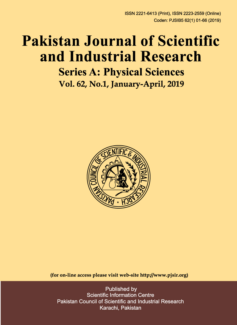 					View Vol. 62 No. 1 (2019): Pakistan Journal of Scientific and Industrial Research Series A: Physical Sciences Vol. 62, No.1, January-April, 2019
				