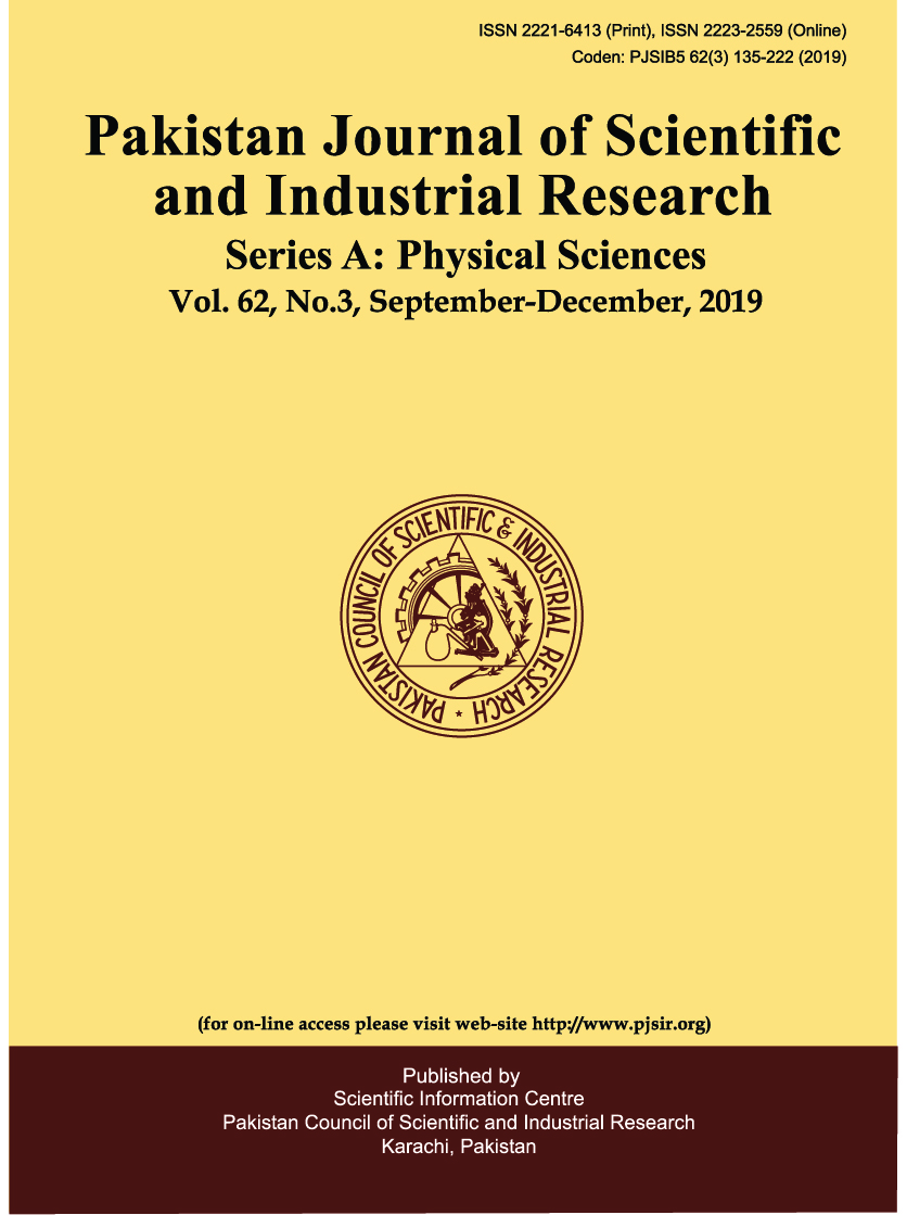 					View Vol. 62 No. 3 (2019): Pakistan Journal of Scientific and Industrial Research Series A: Physical Sciences
				