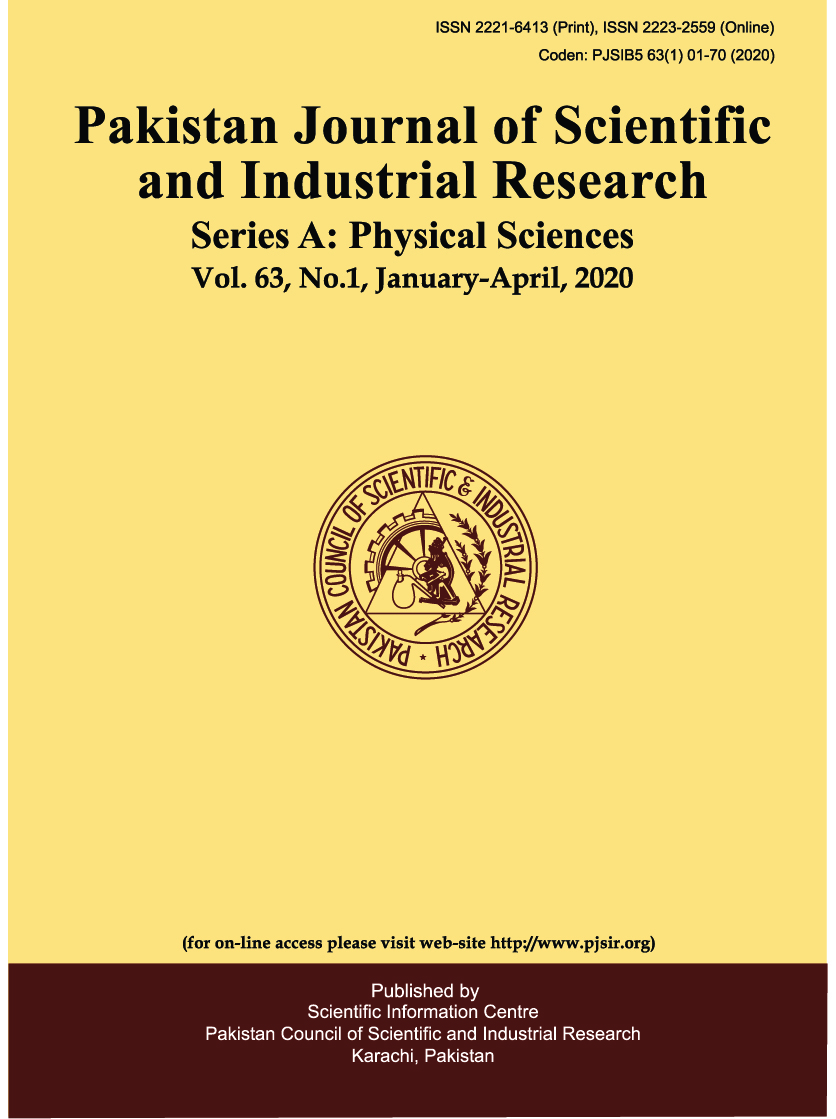 					View Vol. 63 No. 1 (2020): Pakistan Journal of Scientific and Industrial Research Series A: Physical Sciences
				