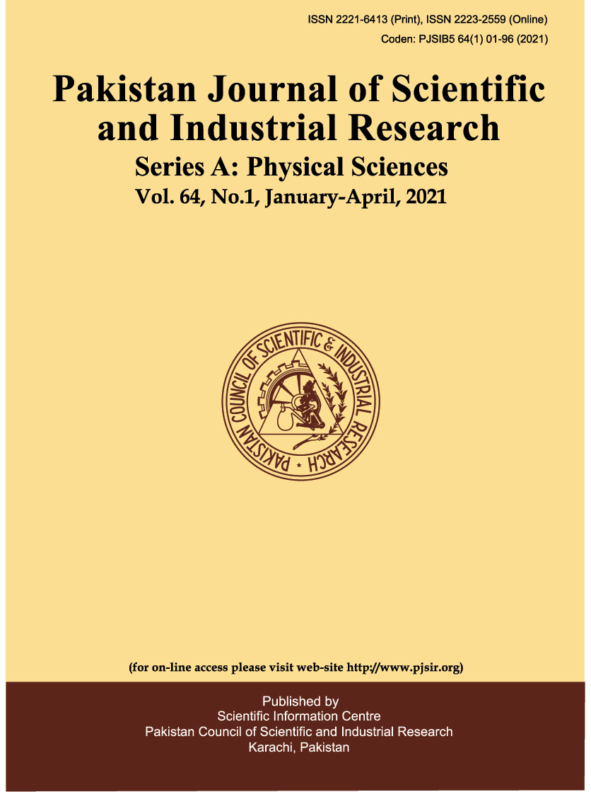 					View Vol. 64 No. 1 (2021): Pakistan Journal of Scientific and Industrial Research Series A: Physical Sciences
				