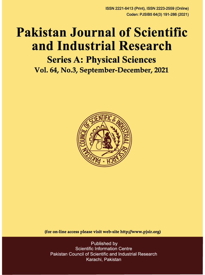 					View Vol. 64 No. 3 (2021): Pakistan Journal of Scientific and Industrial Research Series A: Physical Sciences
				