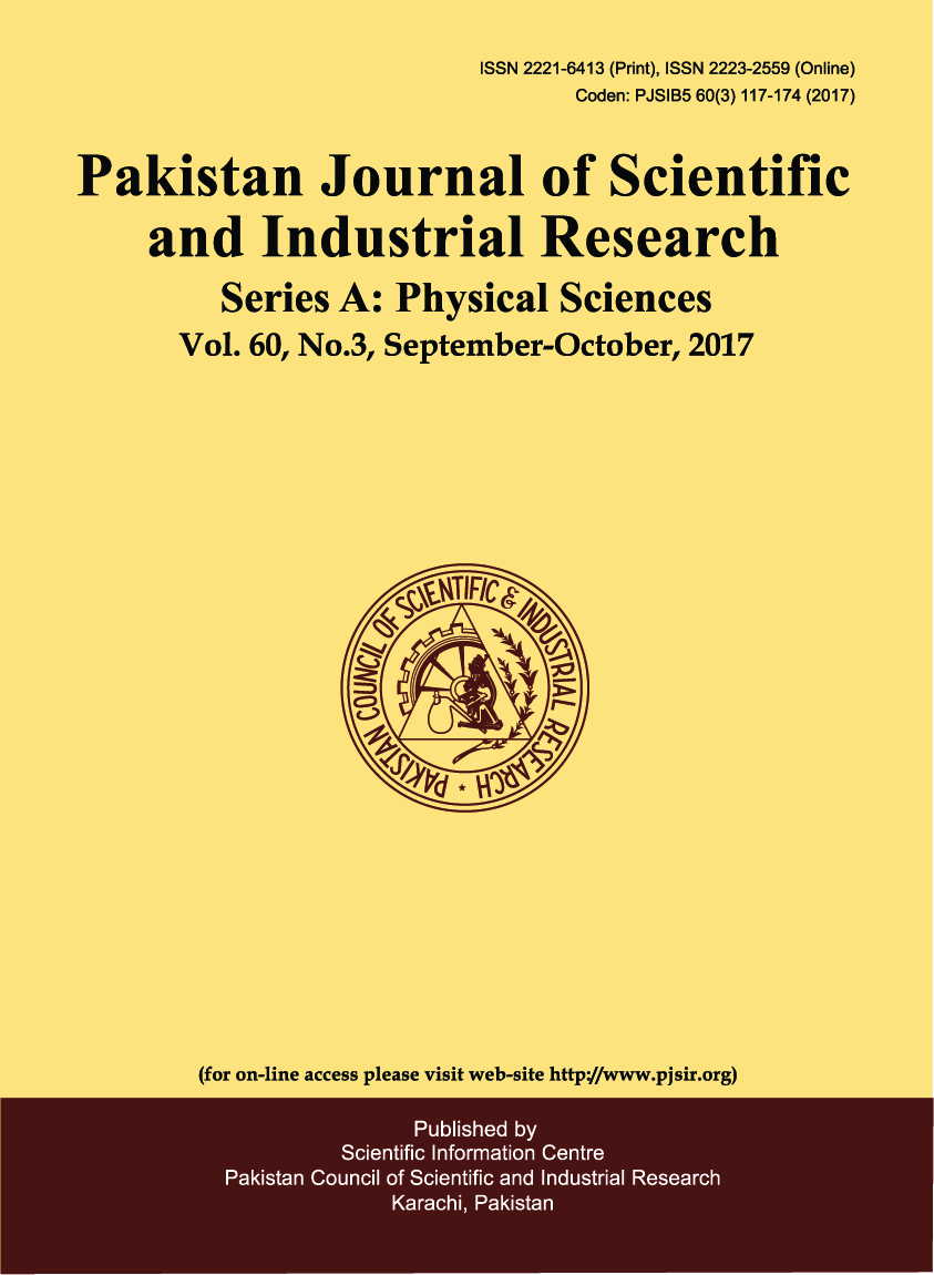 					View Vol. 60 No. 3 (2017): Pakistan Journal of Scientific and Industrial Research Series A: Physical Sciences
				