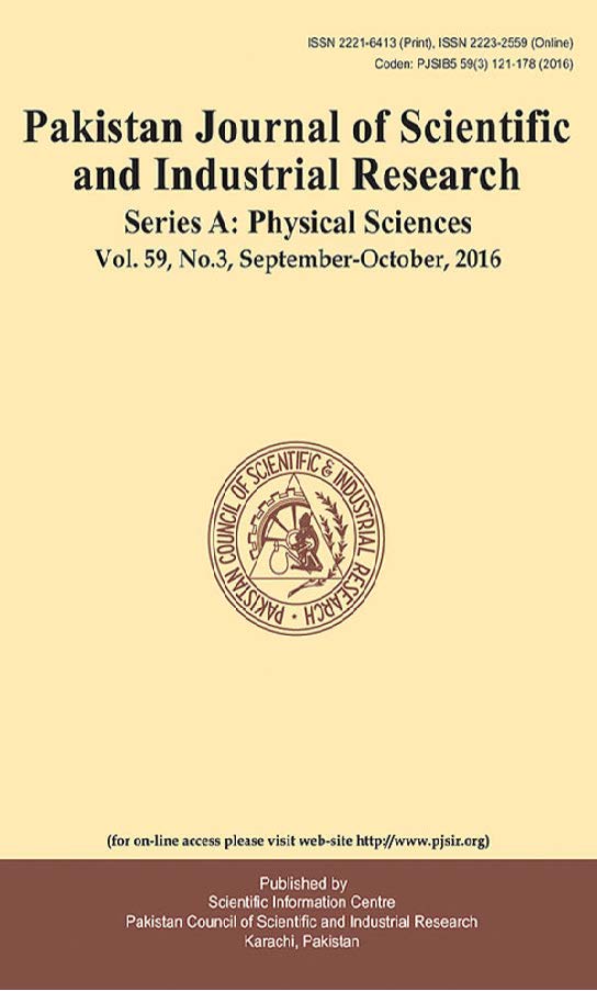 					View Vol. 59 No. 3 (2016): Pakistan Journal of Scientific and Industrial Research Series A: Physical Sciences
				