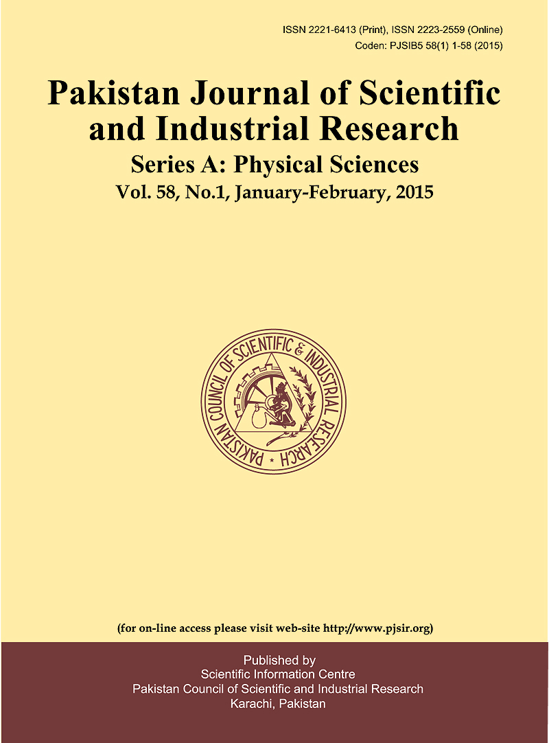 					View Vol. 58 No. 1 (2015): Pakistan Journal of Scientific and Industrial Research  Series A: Physical Sciences
				